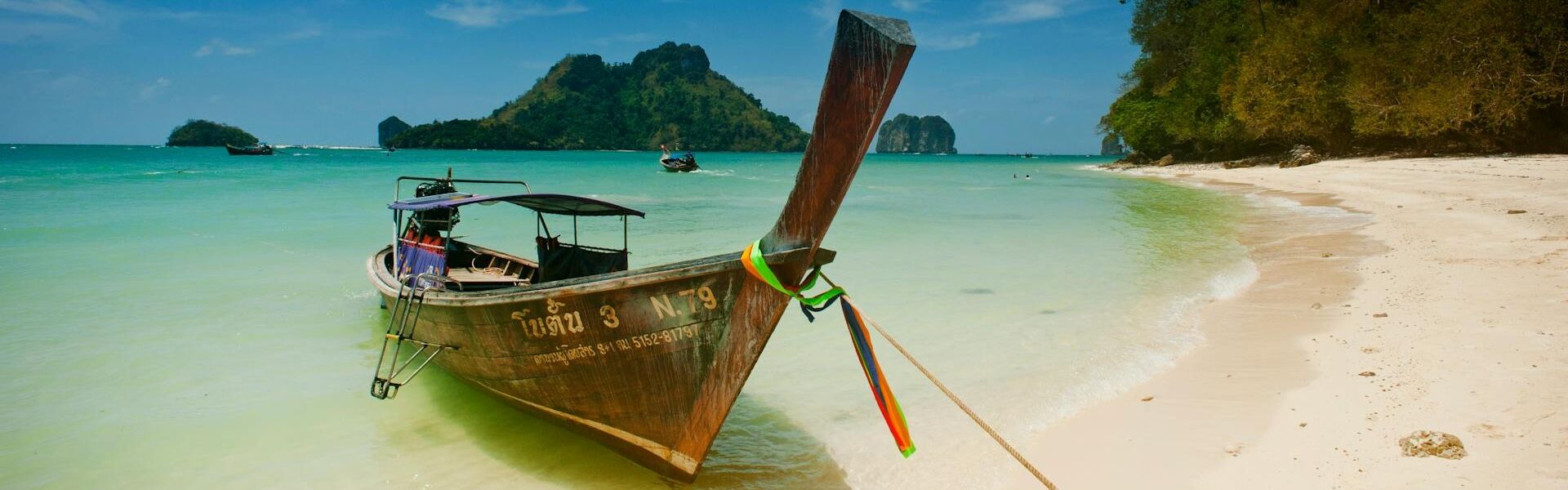 Ao Nang Beach and Boat White Sand in the South of Thailand